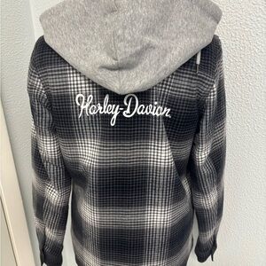 Harley-Davidson Black and Gray Plaid Hoodie